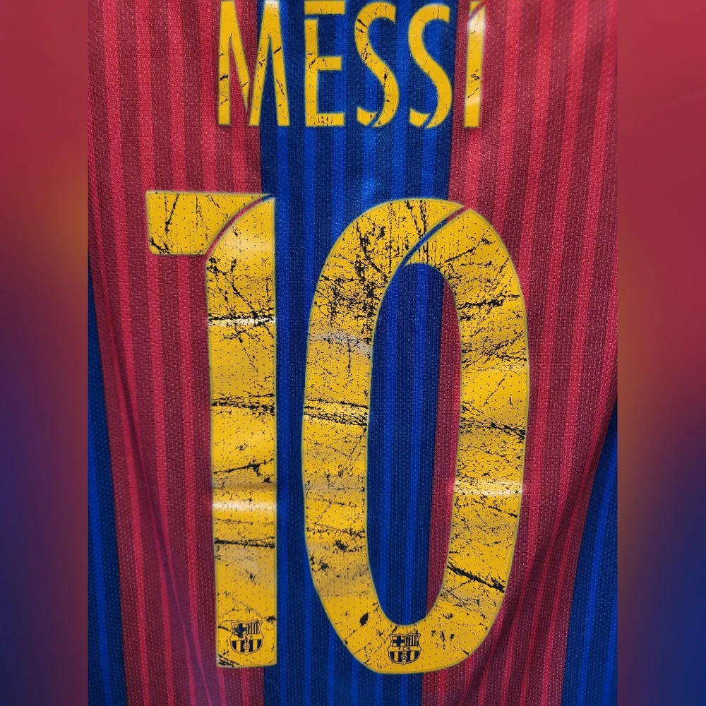2015 Official Barcelona FC Home Short Sleeve Football Jersey (Messi #10)- Size M